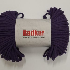 Sznurek bawełniany z rdzeniem 5mm - Fioletowy - 100 m