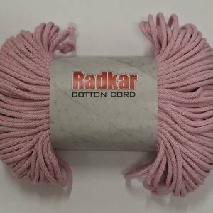 Sznurek bawełniany z rdzeniem 5mm - Pudrowy róż - 100 m