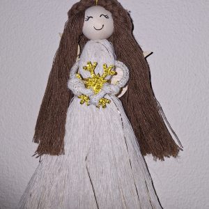 Aniołek Makrama „Złote Serce”
